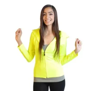 SoHo Junior Long Sleeve Full-Zip Hooded Jacket Hoodie (One Size Fits All) - Neon Yellow