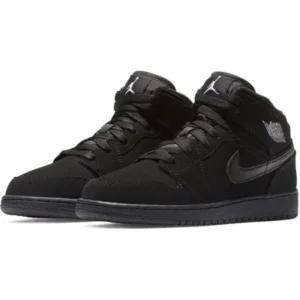 Nike 554725-040 : Boy's Air Jordan 1 Mid Basketball Shoe GS Black