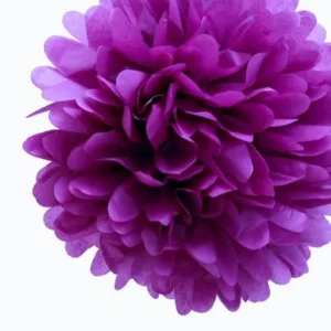 Dress My Cupcake 6" Plum Tissue Paper Pom Poms, Affordable Tissue Paper Flowers for Arts and Decorations, Set of 8