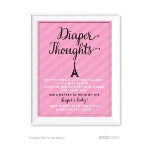 Diaper Thoughts Paris Bonjour Bebe Girl Baby Shower Game Diaper Thoughts Party Sign