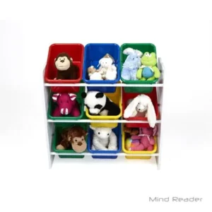 Mind Reader Toy Storage Organizer with 9 Storage Bins, Kids Storage for Bedroom, White