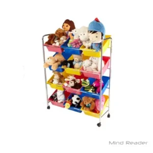 Mind Reader Toy Storage Organizer with 12 Storage Bins, Kids Storage for Bedroom