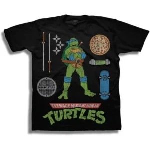 TMNT Classic Leonardo Accessories Profile Boys' Juvy Short Sleeve Graphic Tee T-Shirt