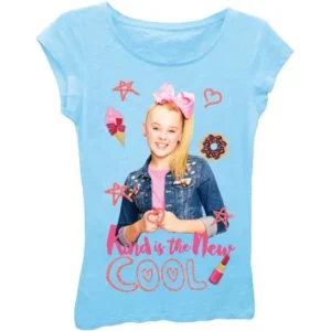 Jojo Siwa Girls' 'Kind Is the New Cool' Short Puff Sleeve Graphic T-Shirt With Pink Glitter