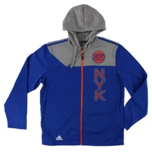 Adidas Mens Knicks Zip Up Hoodie Royal Blue L