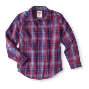 Wrangler Boys Long Sleeve Plaid Button Down Shirt, Size 4-18