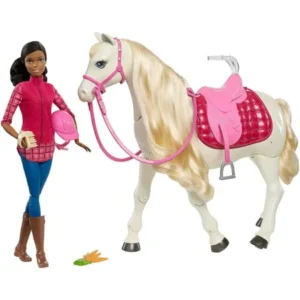 Barbie DreamHorse & Brunette Doll, Interactive Toy with 30+ Reactions