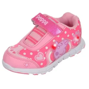Peppa Pig Spotty Light-Up! Pink Velcro Girls Sneakers size 7 Toddler Fashion Heart Designer Kids Children Footwear Sale PPXT109-E