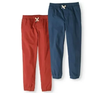 Boys' Woven Pull On Jogger Pants With Draw String, 2-Pack