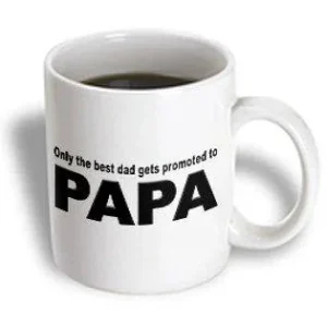 3dRose Only the best dad gets promoted to papa, Ceramic Mug, 11-ounce