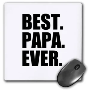 3dRose Best Papa Ever - Gifts for dads - Father nicknames - Good for Fathers day - black text, Mouse Pad, 8 by 8 inches