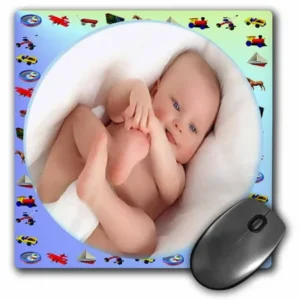 3dRose Baby Boy and Toys, Mouse Pad, 8 by 8 inches
