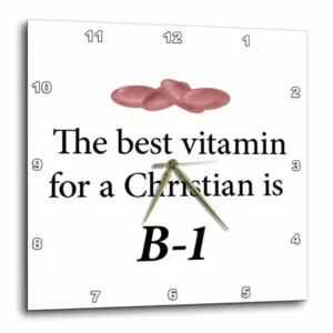 3dRose The best vitamin for a Christian is B-1. , Wall Clock, 15 by 15-inch