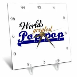 3dRose Worlds Greatest Pop-pop - grandfather nickname - Best Granddad - Grandpa appreciation gifts, Desk Clock, 6 by 6-inch