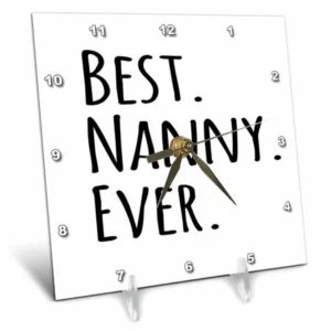 3dRose Best Nanny Ever - Gifts for nannies aupairs or grandmas nicknamed Nanny - au pair gifts, Desk Clock, 6 by 6-inch