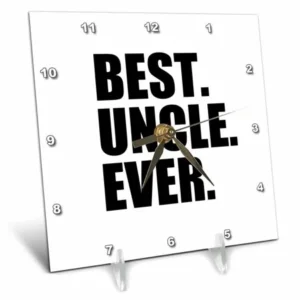 3dRose Best Uncle Ever - Family gifts for relatives and honorary uncles and great uncles - black text - Desk Clock, 6 by 6-inch