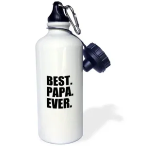 3dRose Best Papa Ever - Gifts for dads - Father nicknames - Good for Fathers day - black text, Sports Water Bottle, 21oz