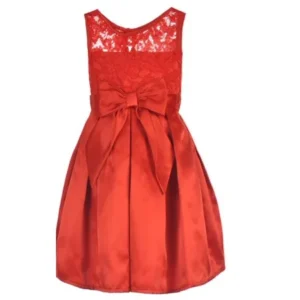 Youngland Big Girls' "Satin Bloom" Dress (Sizes 7 - 16) - red, 10