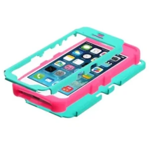 Insten Rubberized Teal Green/Electric Pink TUFF Hybrid Phone Case Cover For APPLE iPhone SE 5S 5