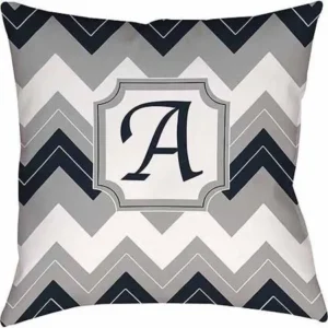 IDG Chevron Monogram Decorative Pillow, Blue