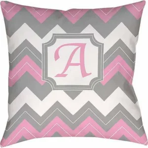 Thumbprintz Chevron Monogram Decorative Pillow, Pink