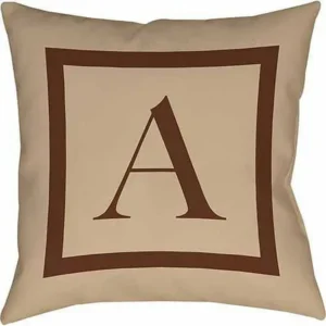 Thumbprintz Classic Block Monogram Decorative Pillow, Caramel