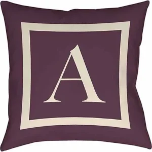 Thumbprintz Classic Block Monogram Decorative Pillow, Eggplant