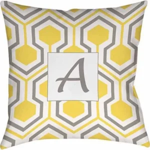 Thumbprintz Honeycomb Monogram Decorative Pillow, Yellow