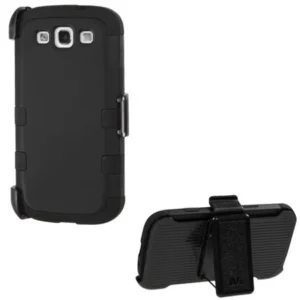 Insten Rubberized Black Black TUFF Hybrid Phone Case Cover For SAMSUNG Galaxy S3 i9300