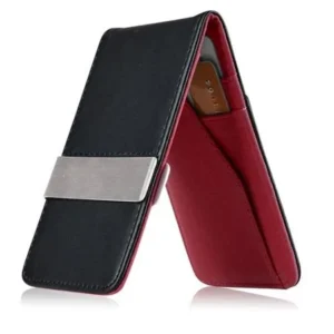 Zodaca Black/Red Mens Faux Genuine Leather Silver Money Clip Slim Wallets ID Credit Card Holder