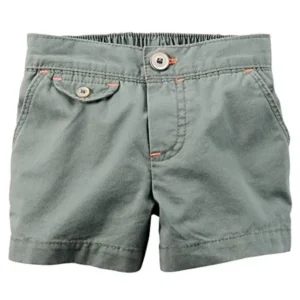 Little Girls' Flap Pocket Olive Twill Shorts, 4 Kids