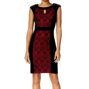 Connected Apparel NEW Black Women 10P Petite Velvet Sheath Crochet Dress