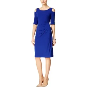 Connected Apparel Womens Petites Ruched Jersey Casual Dress