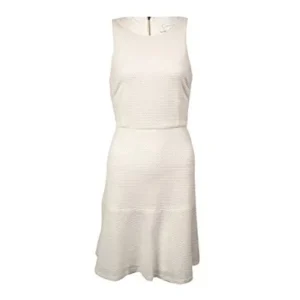 Jessica Simpson Textured Women's Flared Sheath Dress (White, 10)