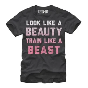 Women's CHIN UP Train Like a Beast Boyfriend Tee Charcoal