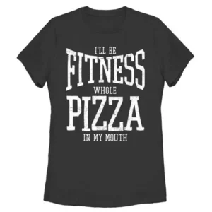 Women's CHIN UP Fitness Whole Pizza T-Shirt Black