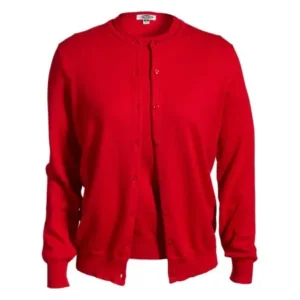 Ed Garments Women's Jewel Neck Long Sleeve Cardigan, RED, XXX-Large