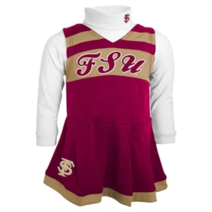 Florida State Seminoles NCAA Toddler Girls Cheer Jumper Dress Set w/ Turtleneck