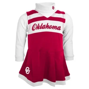 Oklahoma Sooners NCAA Toddler Girls Cheer Jumper Dress Set w/ Turtleneck