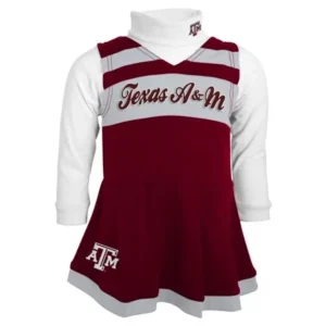 Texas A&M Aggies NCAA Toddler Girls Cheer Jumper Dress Set w/ Turtleneck