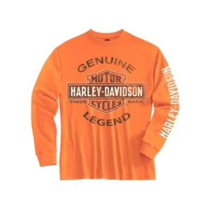 Harley-Davidson Big Boys' Tee, Long Sleeve Genuine Legend, Orange 1590507, Harley Davidson