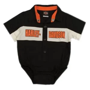 Harley-Davidson Baby Boys' Short Sleeve Woven Shop Shirt Newborn Creeper 3050783, Harley Davidson