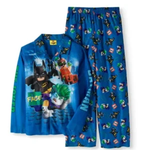 Lego Batman Boys' Button Front 'In Your Face Joker' 2 Piece Pajama Sleep Set