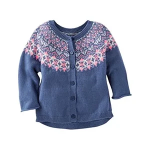 OshKosh B'gosh Little Girls' Fair Isle Cardigan, Navy, 6X Kids