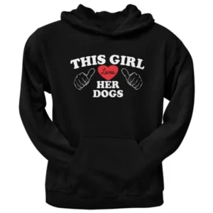 Valentine's Day - This Girl Loves Her Dogs Black Adult Pullover Hoodie