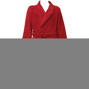 Soft Women Men Plush Spa Hotel Kimono Robe Bathrobe w/ Pockets Red