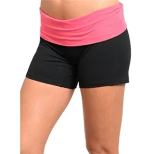 Ladies Athletic Activewear Yoga Shorts w Foldover Waistband, RASB-S