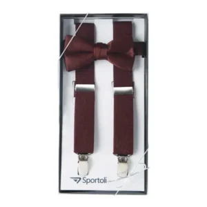 Boys' and Girls' Kids Toddlers and Baby Adjustable Elastic Solid Color Fashion Suspenders and Bow Tie Gift Set for Wedding and Ring Bearer Outfits, Leather Crosspatch and Super Quality Clips