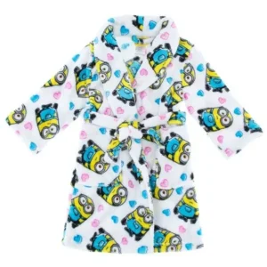 Girls Minions White Bathrobe