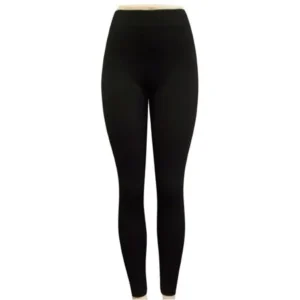 Simplicity Women's Slim Fit Fleece Lined Stretchy Solid Color Leggings, Black